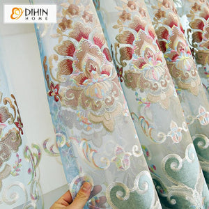 DIHIN HOME European New Embroidered Customized Luxury Valance ,Blackout Curtains Grommet Window Curtain for Living Room ,52x84-inch,1 Panel Roman Shades Curtains Window Blinds custom curtains blackout curtains curtains for living room sheer curtains curtain fabric linen curtains kitchen curtains velvet curtains pinch pleat curtains bay window curtains outdoor curtains pleated curtains floral curtains dining room curtains kitchen valances drapes for bedroom patio curtains nursery curtains grommet curtains