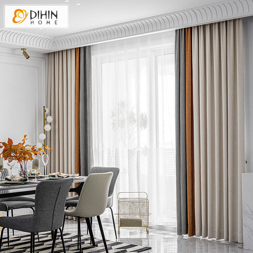 DIHIN HOME European Nordic Houndstooth Stitching Curtains,Grommet Window Curtain for Living Room ,52x63-inch,1 Panel Roman Shades Curtains Window Blinds custom curtains blackout curtains curtains for living room sheer curtains curtain fabric linen curtains kitchen curtains velvet curtains pinch pleat curtains bay window curtains outdoor curtains pleated curtains floral curtains dining room curtains kitchen valances drapes for bedroom patio curtains nursery curtains grommet curtains