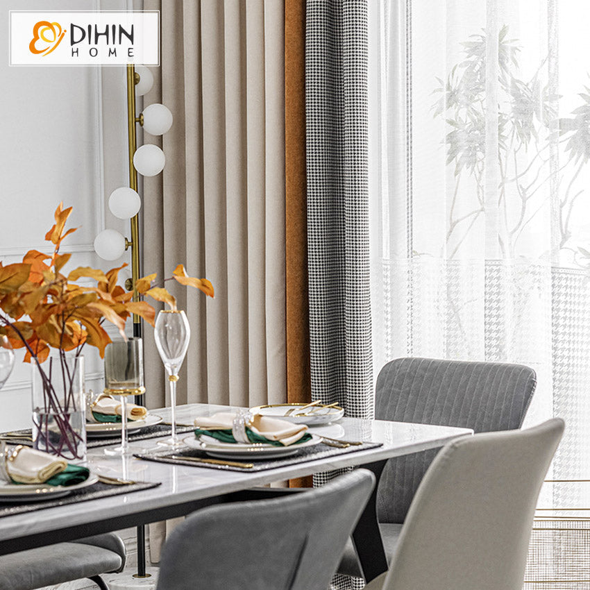 DIHIN HOME European Nordic Houndstooth Stitching Curtains,Grommet Window Curtain for Living Room ,52x63-inch,1 Panel Roman Shades Curtains Window Blinds custom curtains blackout curtains curtains for living room sheer curtains curtain fabric linen curtains kitchen curtains velvet curtains pinch pleat curtains bay window curtains outdoor curtains pleated curtains floral curtains dining room curtains kitchen valances drapes for bedroom patio curtains nursery curtains grommet curtains