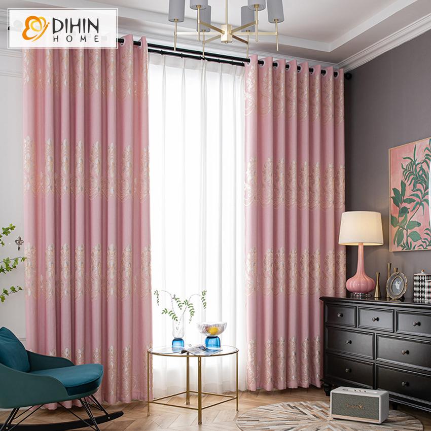 DIHIN HOME European Pink Color Jacquard,Blackout Grommet Window Curtain for Living Room ,52x63-inch,1 Panel Roman Shades Curtains Window Blinds custom curtains blackout curtains curtains for living room sheer curtains curtain fabric linen curtains kitchen curtains velvet curtains pinch pleat curtains bay window curtains outdoor curtains pleated curtains floral curtains dining room curtains kitchen valances drapes for bedroom patio curtains nursery curtains grommet curtains