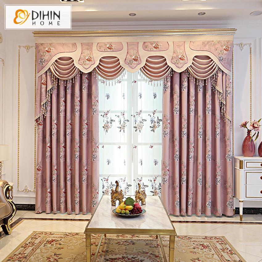DIHIN HOME European Pink Color Thick Fabic Embroidered Valance ,Blackout Curtains Grommet Window Curtain for Living Room ,52x84-inch,1 Panel Roman Shades Curtains Window Blinds custom curtains blackout curtains curtains for living room sheer curtains curtain fabric linen curtains kitchen curtains velvet curtains pinch pleat curtains bay window curtains outdoor curtains pleated curtains floral curtains dining room curtains kitchen valances drapes for bedroom patio curtains nursery curtains grommet curtains