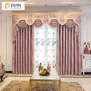 DIHIN HOME European Pink Color Thick Fabic Embroidered Valance ,Blackout Curtains Grommet Window Curtain for Living Room ,52x84-inch,1 Panel Roman Shades Curtains Window Blinds custom curtains blackout curtains curtains for living room sheer curtains curtain fabric linen curtains kitchen curtains velvet curtains pinch pleat curtains bay window curtains outdoor curtains pleated curtains floral curtains dining room curtains kitchen valances drapes for bedroom patio curtains nursery curtains grommet curtains