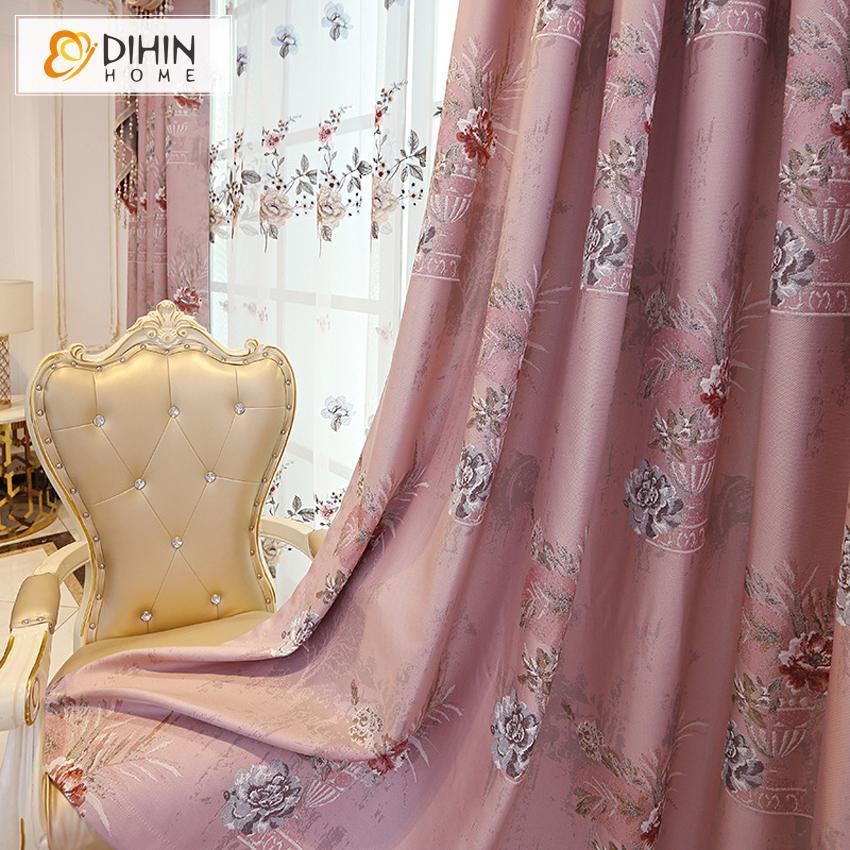 DIHIN HOME European Pink Color Thick Fabic Embroidered Valance ,Blackout Curtains Grommet Window Curtain for Living Room ,52x84-inch,1 Panel Roman Shades Curtains Window Blinds custom curtains blackout curtains curtains for living room sheer curtains curtain fabric linen curtains kitchen curtains velvet curtains pinch pleat curtains bay window curtains outdoor curtains pleated curtains floral curtains dining room curtains kitchen valances drapes for bedroom patio curtains nursery curtains grommet curtains