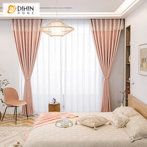 DIHIN HOME European Pink Color With Top Lace,Blackout Grommet Window Curtain for Living Room ,52x63-inch,1 Panel Roman Shades Curtains Window Blinds custom curtains blackout curtains curtains for living room sheer curtains curtain fabric linen curtains kitchen curtains velvet curtains pinch pleat curtains bay window curtains outdoor curtains pleated curtains floral curtains dining room curtains kitchen valances drapes for bedroom patio curtains nursery curtains grommet curtains