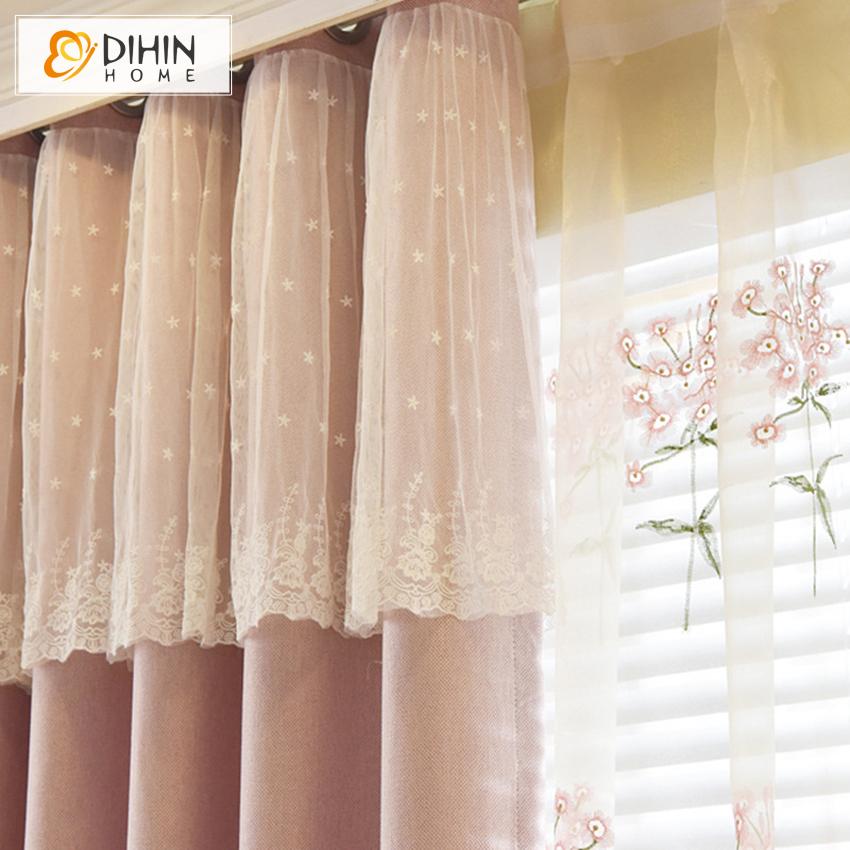 DIHIN HOME European Pink Color With White Lace Top Customized Curtains,Blackout Grommet Window Curtain for Living Room ,52x63-inch,1 Panel Roman Shades Curtains Window Blinds custom curtains blackout curtains curtains for living room sheer curtains curtain fabric linen curtains kitchen curtains velvet curtains pinch pleat curtains bay window curtains outdoor curtains pleated curtains floral curtains dining room curtains kitchen valances drapes for bedroom patio curtains nursery curtains grommet curtains