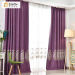 DIHIN HOME European Purple Color Embroidered Curtain,Blackout Curtains Grommet Window Curtain for Living Room ,52x84-inch,1 Panel Curtains custom curtains blackout curtains curtains for living room curtain fabric linen curtains