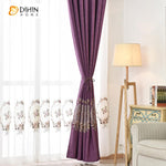 DIHIN HOME European Purple Color Embroidered Curtain,Blackout Curtains Grommet Window Curtain for Living Room ,52x84-inch,1 Panel Curtains custom curtains blackout curtains curtains for living room curtain fabric linen curtains