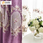 DIHIN HOME European Purple Color Embroidered Curtain,Blackout Curtains Grommet Window Curtain for Living Room ,52x84-inch,1 Panel Curtains custom curtains blackout curtains curtains for living room curtain fabric linen curtains