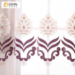 DIHIN HOME European Purple Embroidered Curtains,Blackout Curtains Grommet Window Curtain for Living Room ,52x84-inch,1 Panel Curtains custom curtains blackout curtains curtains for living room curtain fabric linen curtains