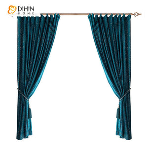 DIHIN HOME European Retro Blue Jacquard Curtains,Blackout Grommet Window Curtain for Living Room ,52x63-inch,1 Panel Roman Shades Curtains Window Blinds custom curtains blackout curtains curtains for living room sheer curtains curtain fabric linen curtains kitchen curtains velvet curtains pinch pleat curtains bay window curtains outdoor curtains pleated curtains floral curtains dining room curtains kitchen valances drapes for bedroom patio curtains nursery curtains grommet curtains