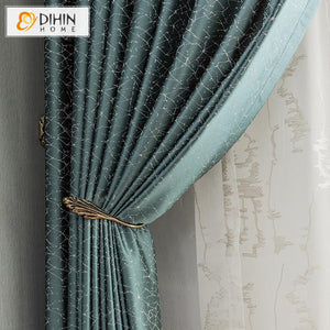 DIHIN HOME European Retro High-precision Small Lines Jacquard Curtain,Blackout Curtains Grommet Window Curtain for Living Room ,52x63-inch,1 Panel Roman Shades Curtains Window Blinds custom curtains blackout curtains curtains for living room sheer curtains curtain fabric linen curtains kitchen curtains velvet curtains pinch pleat curtains bay window curtains outdoor curtains pleated curtains floral curtains dining room curtains kitchen valances drapes for bedroom patio curtains nursery curtains grommet curt