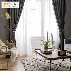 DIHIN HOME European Style Grey Chenille Embossing,Blackout Grommet Window Curtain for Living Room ,52x63-inch,1 Panel Roman Shades Curtains Window Blinds custom curtains blackout curtains curtains for living room sheer curtains curtain fabric linen curtains kitchen curtains velvet curtains pinch pleat curtains bay window curtains outdoor curtains pleated curtains floral curtains dining room curtains kitchen valances drapes for bedroom patio curtains nursery curtains grommet curtains
