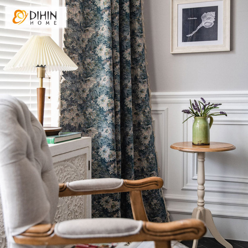 DIHIN HOME European Style Retro Flowers Printed,Blackout Grommet Window Curtain for Living Room ,52x63-inch,1 Panel Roman Shades Curtains Window Blinds custom curtains blackout curtains curtains for living room sheer curtains curtain fabric linen curtains kitchen curtains velvet curtains pinch pleat curtains bay window curtains outdoor curtains pleated curtains floral curtains dining room curtains kitchen valances drapes for bedroom patio curtains nursery curtains grommet curtains