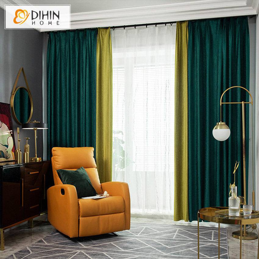 DIHIN HOME European Thicken Green and Blue Embossed,Blackout Curtains Grommet Window Curtain for Living Room ,52x63-inch,1 Panel Roman Shades Curtains Window Blinds custom curtains blackout curtains curtains for living room sheer curtains curtain fabric linen curtains kitchen curtains velvet curtains pinch pleat curtains bay window curtains outdoor curtains pleated curtains floral curtains dining room curtains kitchen valances drapes for bedroom patio curtains nursery curtains grommet curtains