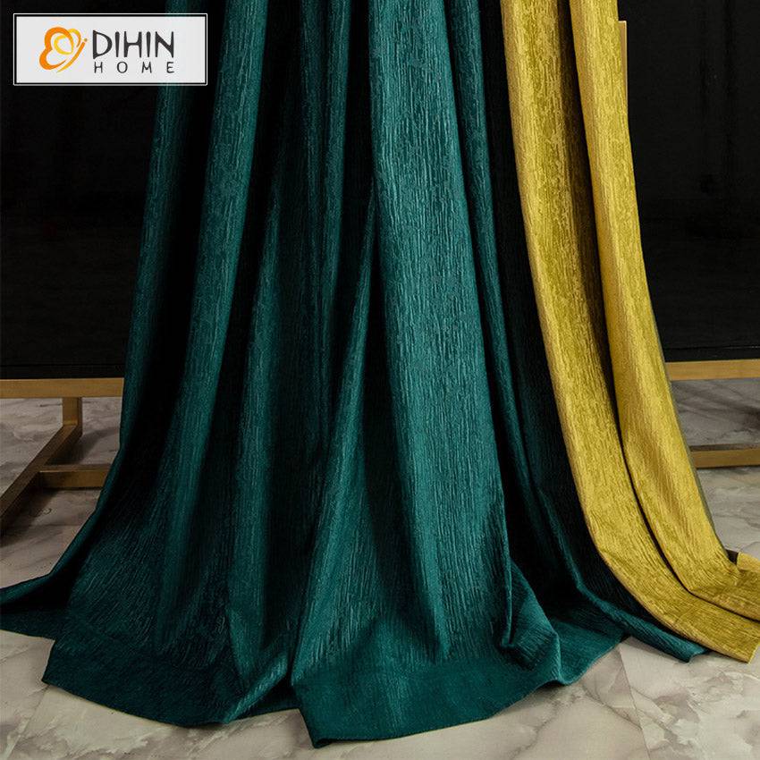 DIHIN HOME European Thicken Green and Blue Embossed,Blackout Curtains Grommet Window Curtain for Living Room ,52x63-inch,1 Panel Roman Shades Curtains Window Blinds custom curtains blackout curtains curtains for living room sheer curtains curtain fabric linen curtains kitchen curtains velvet curtains pinch pleat curtains bay window curtains outdoor curtains pleated curtains floral curtains dining room curtains kitchen valances drapes for bedroom patio curtains nursery curtains grommet curtains