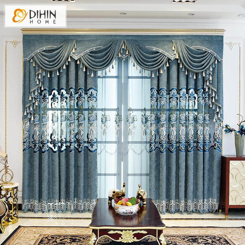 DIHIN HOME European Vintage Flowers Customized Embroidered Valance ,Blackout Curtains Grommet Window Curtain for Living Room ,52x84-inch,1 Panel Roman Shades Curtains Window Blinds custom curtains blackout curtains curtains for living room sheer curtains curtain fabric linen curtains kitchen curtains velvet curtains pinch pleat curtains bay window curtains outdoor curtains pleated curtains floral curtains dining room curtains kitchen valances drapes for bedroom patio curtains nursery curtains grommet curtai
