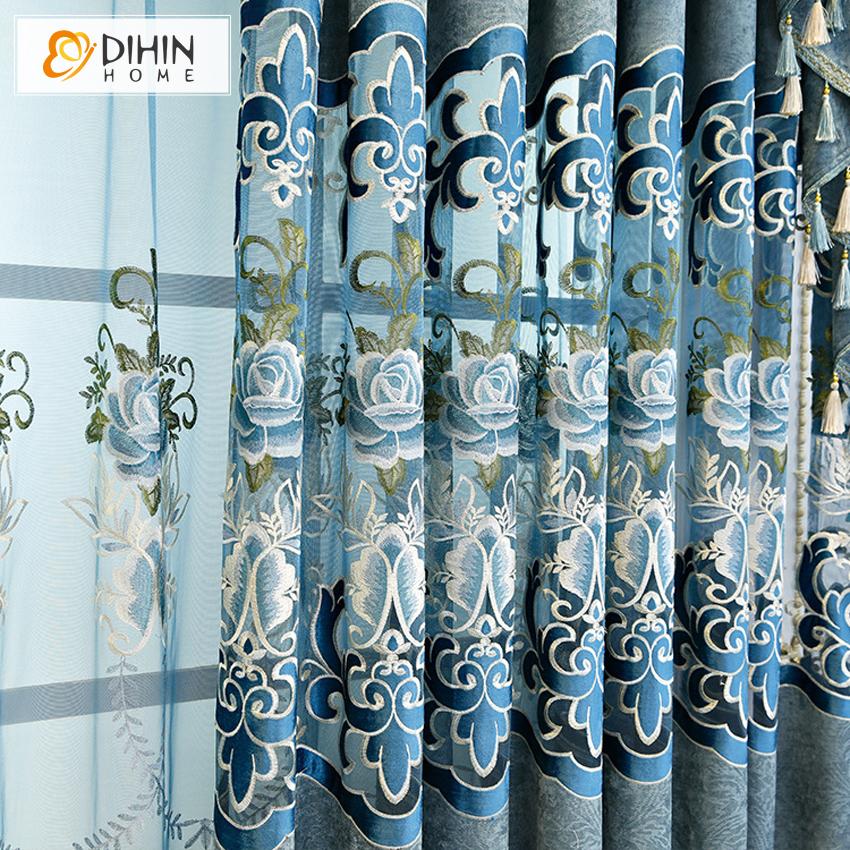 DIHIN HOME European Vintage Flowers Customized Embroidered Valance ,Blackout Curtains Grommet Window Curtain for Living Room ,52x84-inch,1 Panel Roman Shades Curtains Window Blinds custom curtains blackout curtains curtains for living room sheer curtains curtain fabric linen curtains kitchen curtains velvet curtains pinch pleat curtains bay window curtains outdoor curtains pleated curtains floral curtains dining room curtains kitchen valances drapes for bedroom patio curtains nursery curtains grommet curtai