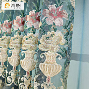 DIHIN HOME European Vintage Roral Luxury Embroidered Curtain Window Customized Valance ,Blackout Curtains Grommet Window Curtain for Living Room ,52x84-inch,1 Panel Roman Shades Curtains Window Blinds custom curtains blackout curtains curtains for living room sheer curtains curtain fabric linen curtains kitchen curtains velvet curtains pinch pleat curtains bay window curtains outdoor curtains pleated curtains floral curtains dining room curtains kitchen valances drapes for bedroom patio curtains nursery cur