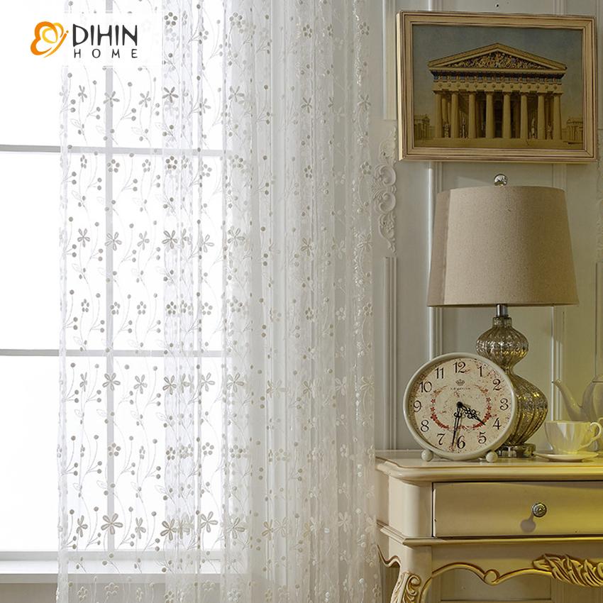 DIHIN HOME European White Embroidered Sheer Curtain, Grommet Window Curtain for Living Room ,52x63-inch,1 Panel Roman Shades Curtains Window Blinds custom curtains blackout curtains curtains for living room sheer curtains curtain fabric linen curtains kitchen curtains velvet curtains pinch pleat curtains bay window curtains outdoor curtains pleated curtains floral curtains dining room curtains kitchen valances drapes for bedroom patio curtains nursery curtains grommet curtains