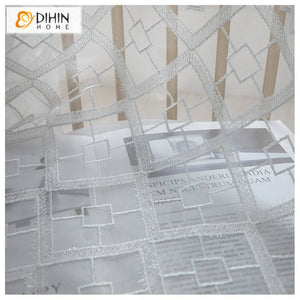 DIHIN HOME European White Geometric Embroidered Sheer Curtain,Grommet Window Curtain for Living Room ,52x63-inch,1 Panel Roman Shades Curtains Window Blinds custom curtains blackout curtains curtains for living room sheer curtains curtain fabric linen curtains kitchen curtains velvet curtains pinch pleat curtains bay window curtains outdoor curtains pleated curtains floral curtains dining room curtains kitchen valances drapes for bedroom patio curtains nursery curtains grommet curtains