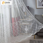 DIHIN HOME European White Geometric Embroidered Sheer Curtain,Grommet Window Curtain for Living Room ,52x63-inch,1 Panel Roman Shades Curtains Window Blinds custom curtains blackout curtains curtains for living room sheer curtains curtain fabric linen curtains kitchen curtains velvet curtains pinch pleat curtains bay window curtains outdoor curtains pleated curtains floral curtains dining room curtains kitchen valances drapes for bedroom patio curtains nursery curtains grommet curtains