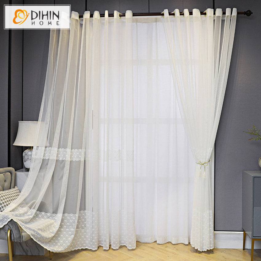 DIHIN HOME European White Geometric Sheer Curtain,Grommet Window Curtain for Living Room ,52x63-inch,1 Panel Roman Shades Curtains Window Blinds custom curtains blackout curtains curtains for living room sheer curtains curtain fabric linen curtains kitchen curtains velvet curtains pinch pleat curtains bay window curtains outdoor curtains pleated curtains floral curtains dining room curtains kitchen valances drapes for bedroom patio curtains nursery curtains grommet curtains