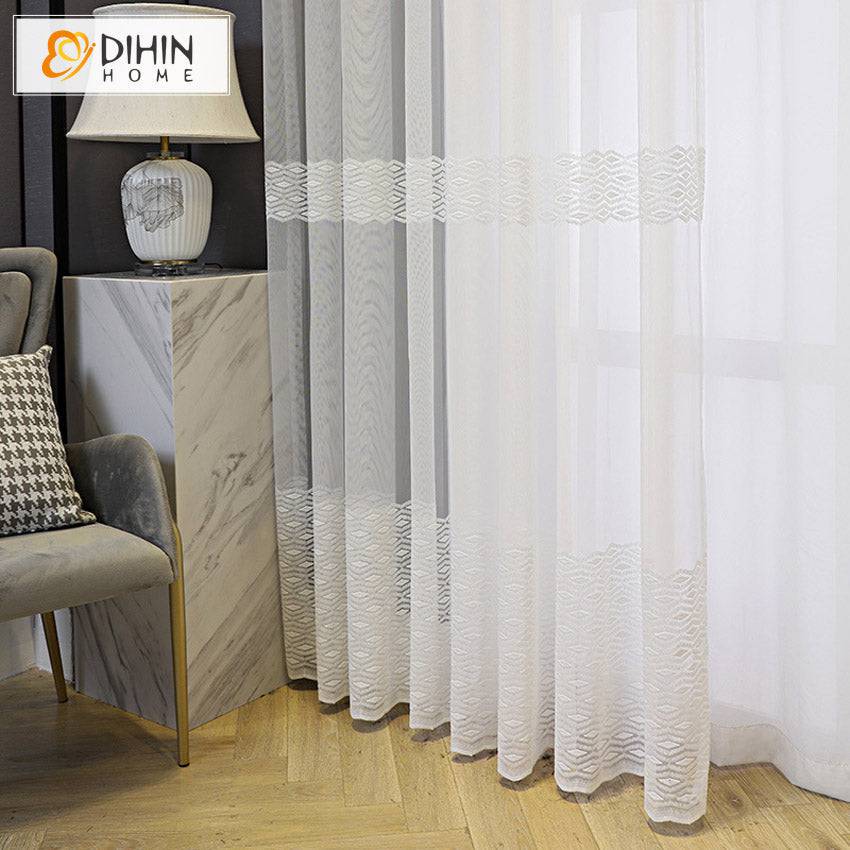 DIHIN HOME European White Geometric Sheer Curtain,Grommet Window Curtain for Living Room ,52x63-inch,1 Panel Roman Shades Curtains Window Blinds custom curtains blackout curtains curtains for living room sheer curtains curtain fabric linen curtains kitchen curtains velvet curtains pinch pleat curtains bay window curtains outdoor curtains pleated curtains floral curtains dining room curtains kitchen valances drapes for bedroom patio curtains nursery curtains grommet curtains