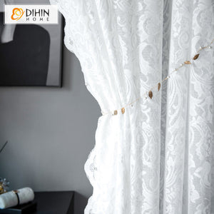 DIHIN HOME European White Lace Sheer Curtain,Grommet Window Curtain for Living Room ,52x63-inch,1 Panel Roman Shades Curtains Window Blinds custom curtains blackout curtains curtains for living room sheer curtains curtain fabric linen curtains kitchen curtains velvet curtains pinch pleat curtains bay window curtains outdoor curtains pleated curtains floral curtains dining room curtains kitchen valances drapes for bedroom patio curtains nursery curtains grommet curtains