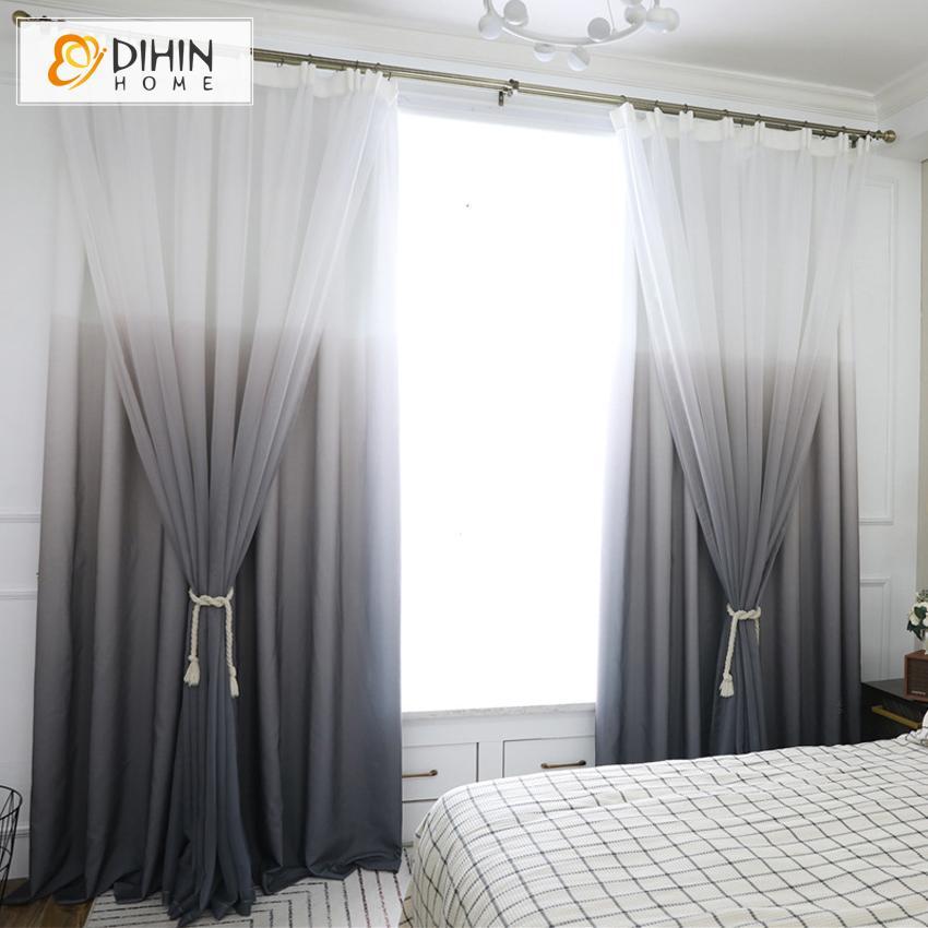 DIHIN HOME Exquisite Black to White Printed,Blackout Grommet Window Curtain for Living Room ,52x63-inch,1 Panel Roman Shades Curtains Window Blinds custom curtains blackout curtains curtains for living room sheer curtains curtain fabric linen curtains kitchen curtains velvet curtains pinch pleat curtains bay window curtains outdoor curtains pleated curtains floral curtains dining room curtains kitchen valances drapes for bedroom patio curtains nursery curtains grommet curtains