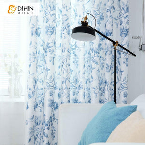 DIHIN HOME Exquisite Blue Flowers Printed,Blackout Grommet Window Curtain for Living Room ,52x63-inch,1 Panel Roman Shades Curtains Window Blinds custom curtains blackout curtains curtains for living room sheer curtains curtain fabric linen curtains kitchen curtains velvet curtains pinch pleat curtains bay window curtains outdoor curtains pleated curtains floral curtains dining room curtains kitchen valances drapes for bedroom patio curtains nursery curtains grommet curtains
