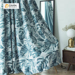 DIHIN HOME Exquisite Blue Leaves Printed，Blackout Grommet Window Curtain for Living Room ,52x63-inch,1 Panel Roman Shades Curtains Window Blinds custom curtains blackout curtains curtains for living room sheer curtains curtain fabric linen curtains kitchen curtains velvet curtains pinch pleat curtains bay window curtains outdoor curtains pleated curtains floral curtains dining room curtains kitchen valances drapes for bedroom patio curtains nursery curtains grommet curtains