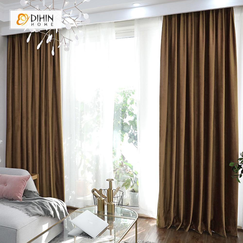 DIHIN HOME Exquisite Brown Printed Velvet，Blackout Grommet Window Curtain for Living Room ,52x63-inch,1 Panel Roman Shades Curtains Window Blinds custom curtains blackout curtains curtains for living room sheer curtains curtain fabric linen curtains kitchen curtains velvet curtains pinch pleat curtains bay window curtains outdoor curtains pleated curtains floral curtains dining room curtains kitchen valances drapes for bedroom patio curtains nursery curtains grommet curtains