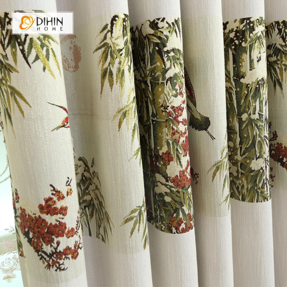 DIHIN HOME Exquisite Green Bamboo Printed，Blackout Grommet Window Curtain for Living Room ,52x63-inch,1 Panel Roman Shades Curtains Window Blinds custom curtains blackout curtains curtains for living room sheer curtains curtain fabric linen curtains kitchen curtains velvet curtains pinch pleat curtains bay window curtains outdoor curtains pleated curtains floral curtains dining room curtains kitchen valances drapes for bedroom patio curtains nursery curtains grommet curtains