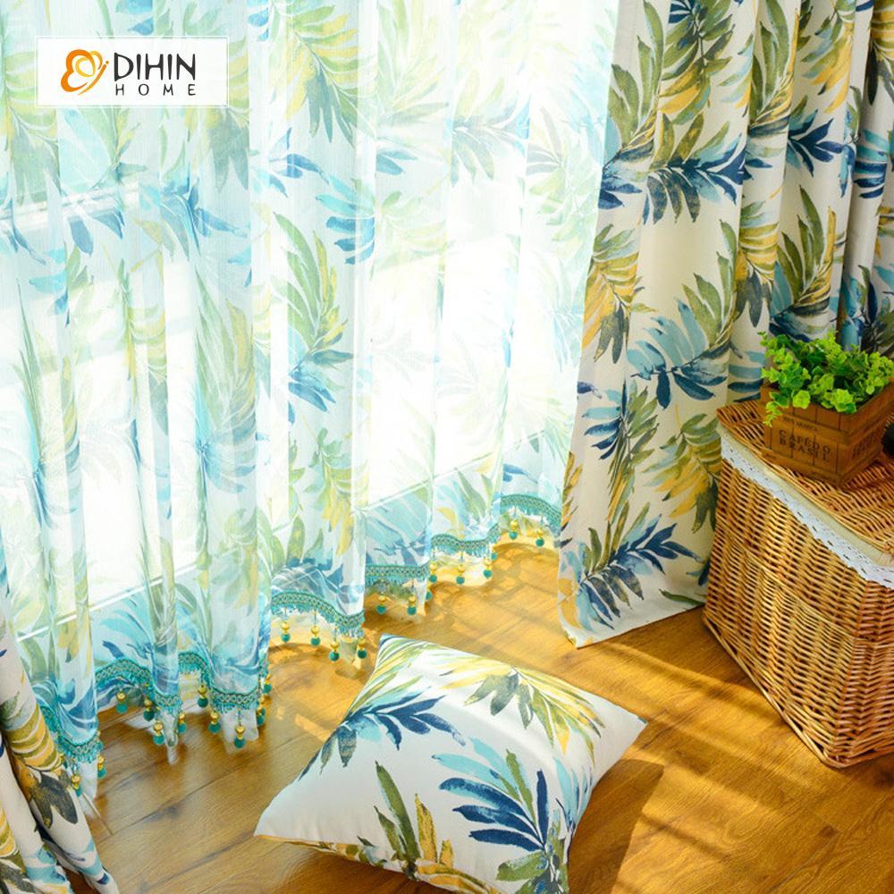 DIHIN HOME Exquisite Leaves Printed，Blackout Grommet Window Curtain for Living Room ,52x63-inch,1 Panel Roman Shades Curtains Window Blinds custom curtains blackout curtains curtains for living room sheer curtains curtain fabric linen curtains kitchen curtains velvet curtains pinch pleat curtains bay window curtains outdoor curtains pleated curtains floral curtains dining room curtains kitchen valances drapes for bedroom patio curtains nursery curtains grommet curtains