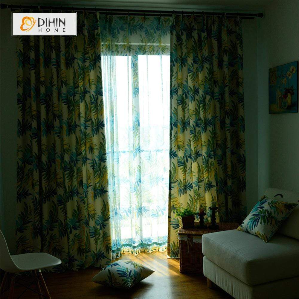 DIHIN HOME Exquisite Leaves Printed，Blackout Grommet Window Curtain for Living Room ,52x63-inch,1 Panel Roman Shades Curtains Window Blinds custom curtains blackout curtains curtains for living room sheer curtains curtain fabric linen curtains kitchen curtains velvet curtains pinch pleat curtains bay window curtains outdoor curtains pleated curtains floral curtains dining room curtains kitchen valances drapes for bedroom patio curtains nursery curtains grommet curtains