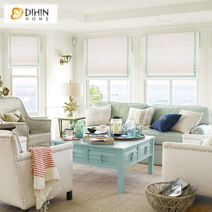 DIHIN HOME Exquisite Light Blue Edge Printed Roman Shades ,Easy Install Washable Curtains ,Customized Window Curtain Drape, 24"W X 64" Roman Shades Curtains Window Blinds custom curtains blackout curtains curtains for living room sheer curtains curtain fabric linen curtains kitchen curtains velvet curtains pinch pleat curtains bay window curtains outdoor curtains pleated curtains floral curtains dining room curtains kitchen valances drapes for bedroom patio curtains nursery curtains grommet curtains