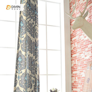 DIHIN HOME Exquisite Pattern Printed，Blackout Grommet Window Curtain for Living Room ,52x63-inch,1 Panel Roman Shades Curtains Window Blinds custom curtains blackout curtains curtains for living room sheer curtains curtain fabric linen curtains kitchen curtains velvet curtains pinch pleat curtains bay window curtains outdoor curtains pleated curtains floral curtains dining room curtains kitchen valances drapes for bedroom patio curtains nursery curtains grommet curtains