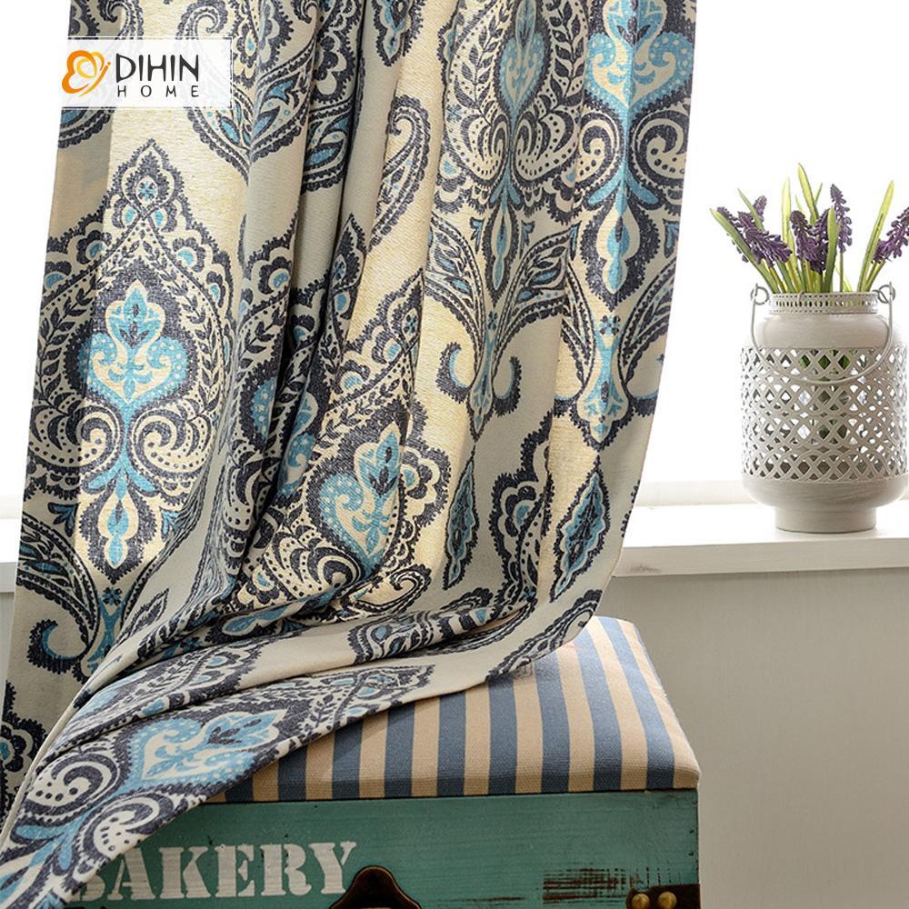 DIHIN HOME Exquisite Pattern Printed，Blackout Grommet Window Curtain for Living Room ,52x63-inch,1 Panel Roman Shades Curtains Window Blinds custom curtains blackout curtains curtains for living room sheer curtains curtain fabric linen curtains kitchen curtains velvet curtains pinch pleat curtains bay window curtains outdoor curtains pleated curtains floral curtains dining room curtains kitchen valances drapes for bedroom patio curtains nursery curtains grommet curtains