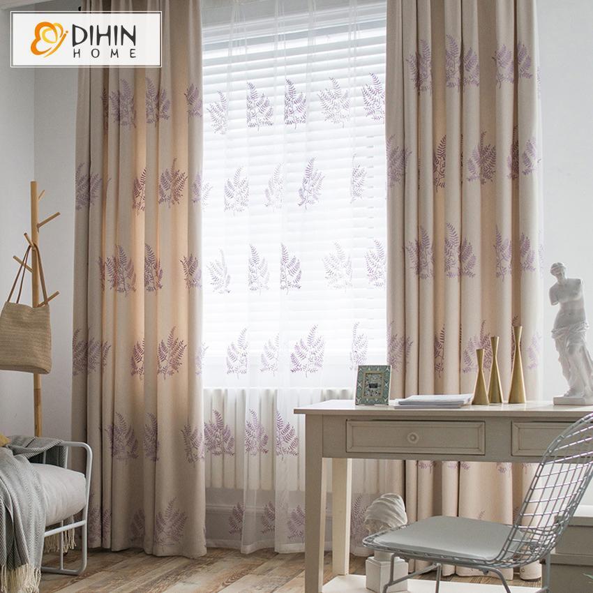 DIHIN HOME Exquisite Purple Plants Embroidered,Blackout Grommet Window Curtain for Living Room ,52x63-inch,1 Panel Roman Shades Curtains Window Blinds custom curtains blackout curtains curtains for living room sheer curtains curtain fabric linen curtains kitchen curtains velvet curtains pinch pleat curtains bay window curtains outdoor curtains pleated curtains floral curtains dining room curtains kitchen valances drapes for bedroom patio curtains nursery curtains grommet curtains