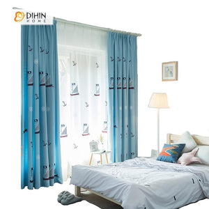 DIHIN HOME Exquisite Sailboat Printed，Blackout Grommet Window Curtain for Living Room ,52x63-inch,1 Panel Roman Shades Curtains Window Blinds custom curtains blackout curtains curtains for living room sheer curtains curtain fabric linen curtains kitchen curtains velvet curtains pinch pleat curtains bay window curtains outdoor curtains pleated curtains floral curtains dining room curtains kitchen valances drapes for bedroom patio curtains nursery curtains grommet curtains