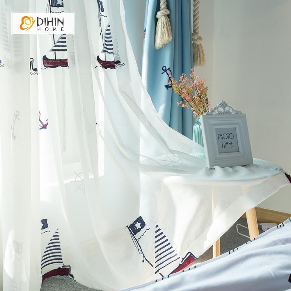 DIHIN HOME Exquisite Sailboat Printed，Blackout Grommet Window Curtain for Living Room ,52x63-inch,1 Panel Roman Shades Curtains Window Blinds custom curtains blackout curtains curtains for living room sheer curtains curtain fabric linen curtains kitchen curtains velvet curtains pinch pleat curtains bay window curtains outdoor curtains pleated curtains floral curtains dining room curtains kitchen valances drapes for bedroom patio curtains nursery curtains grommet curtains
