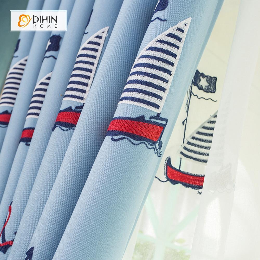 DIHIN HOME Exquisite Sailboat Printed，Blackout Grommet Window Curtain for Living Room ,52x63-inch,1 Panel Roman Shades Curtains Window Blinds custom curtains blackout curtains curtains for living room sheer curtains curtain fabric linen curtains kitchen curtains velvet curtains pinch pleat curtains bay window curtains outdoor curtains pleated curtains floral curtains dining room curtains kitchen valances drapes for bedroom patio curtains nursery curtains grommet curtains