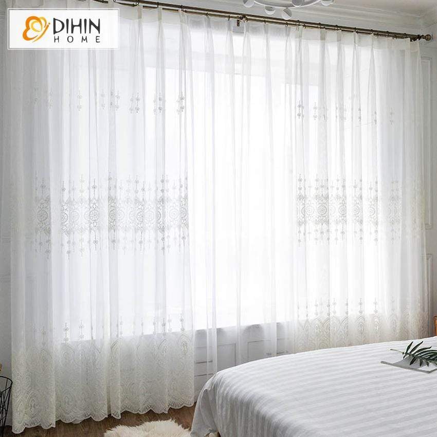 DIHIN HOME Exquisite Solid White Embroidered,Blackout Grommet Window Curtain for Living Room ,52x63-inch,1 Panel Roman Shades Curtains Window Blinds custom curtains blackout curtains curtains for living room sheer curtains curtain fabric linen curtains kitchen curtains velvet curtains pinch pleat curtains bay window curtains outdoor curtains pleated curtains floral curtains dining room curtains kitchen valances drapes for bedroom patio curtains nursery curtains grommet curtains