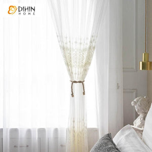 DIHIN HOME Exquisite Solid White Embroidered,Blackout Grommet Window Curtain for Living Room ,52x63-inch,1 Panel Roman Shades Curtains Window Blinds custom curtains blackout curtains curtains for living room sheer curtains curtain fabric linen curtains kitchen curtains velvet curtains pinch pleat curtains bay window curtains outdoor curtains pleated curtains floral curtains dining room curtains kitchen valances drapes for bedroom patio curtains nursery curtains grommet curtains