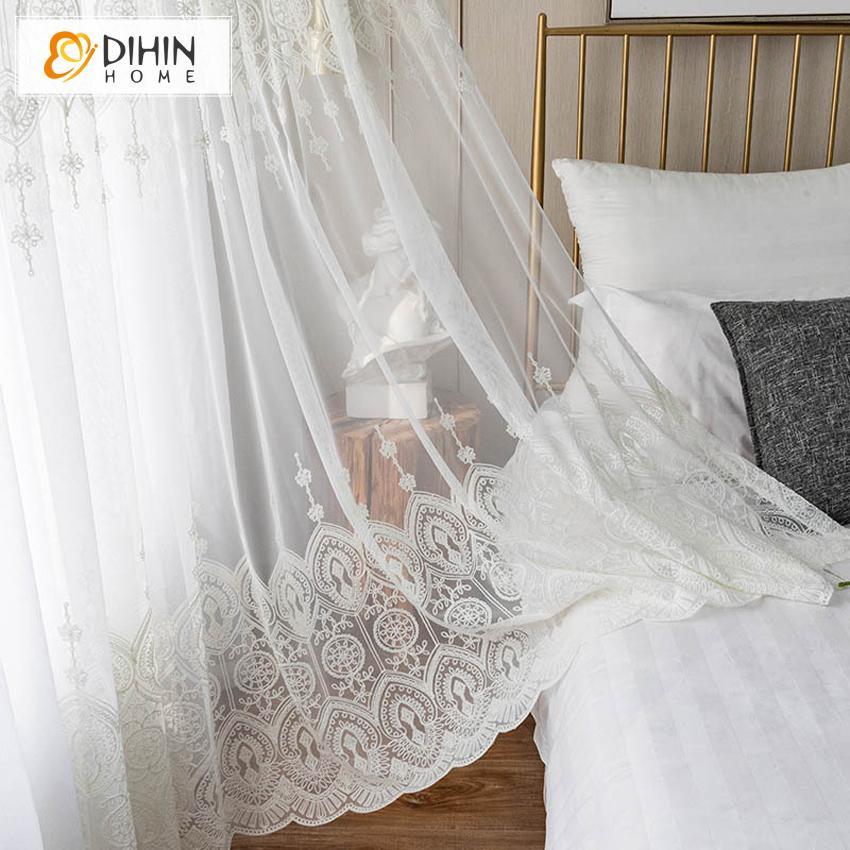 DIHIN HOME Exquisite Solid White Embroidered,Blackout Grommet Window Curtain for Living Room ,52x63-inch,1 Panel Roman Shades Curtains Window Blinds custom curtains blackout curtains curtains for living room sheer curtains curtain fabric linen curtains kitchen curtains velvet curtains pinch pleat curtains bay window curtains outdoor curtains pleated curtains floral curtains dining room curtains kitchen valances drapes for bedroom patio curtains nursery curtains grommet curtains
