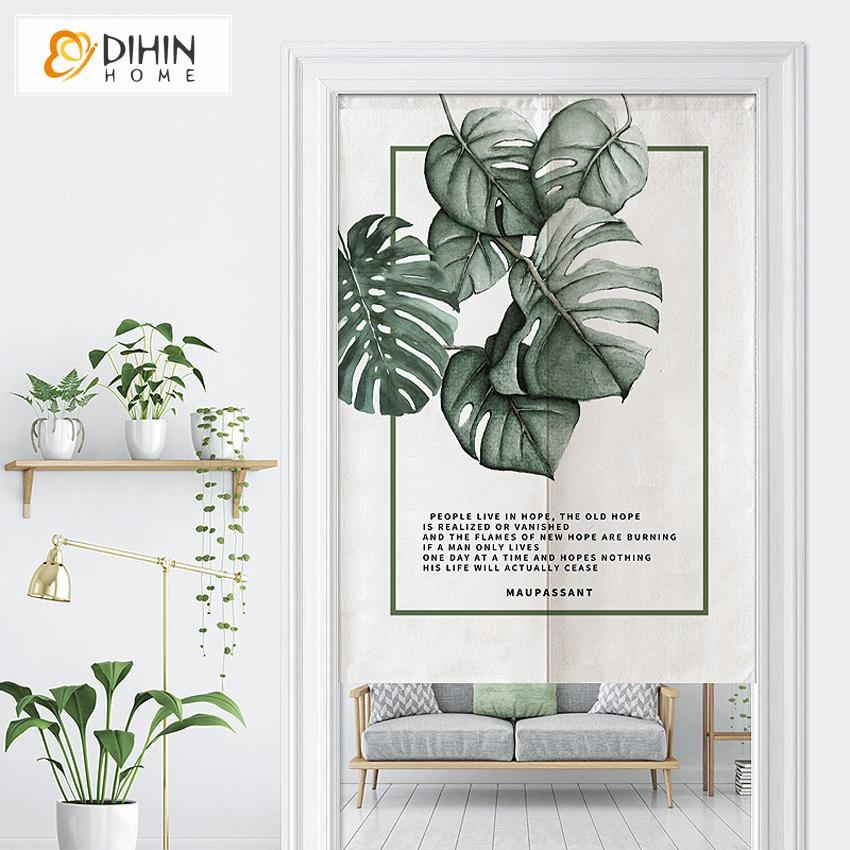 DIHIN HOME Fashion Banana Leaves Printed Japanese Noren Doorway Curtain Tapestry,Cotton Linen,Door Way Curtain Door Hanging Tapestry,33.5''Wx59''L,1 Panel Roman Shades Window Curtains Curtains Window Blinds Curtains Drapes linen drapery curtains and drapes windows drapes custom curtains blackout curtains curtains for living room window shades sheer curtains curtain fabric window treatments custom drapery