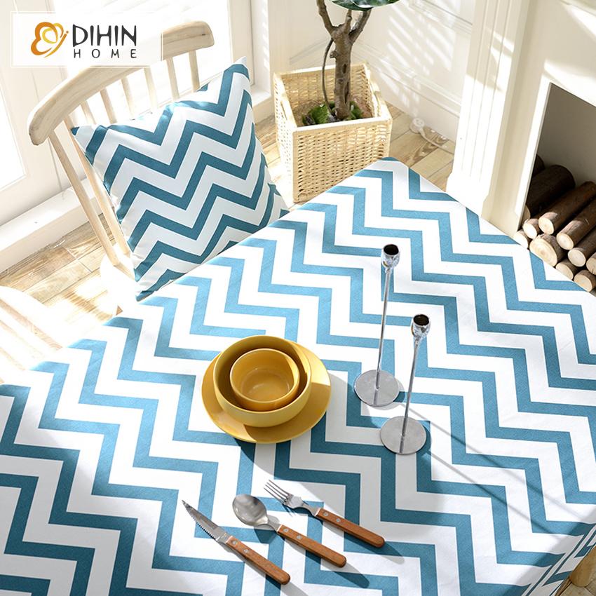 DIHIN HOME Fashion Blue Waves Printed Tablecloth For Rectangle Tables,Custom Washed Linen Tablecloth,Handmade Rectangle Table Cover Roman Shades Curtains Window Blinds custom curtains blackout curtains curtains for living room sheer curtains curtain fabric linen curtains kitchen curtains velvet curtains pinch pleat curtains bay window curtains outdoor curtains pleated curtains floral curtains dining room curtains kitchen valances drapes for bedroom patio curtains nursery curtains grommet curtains