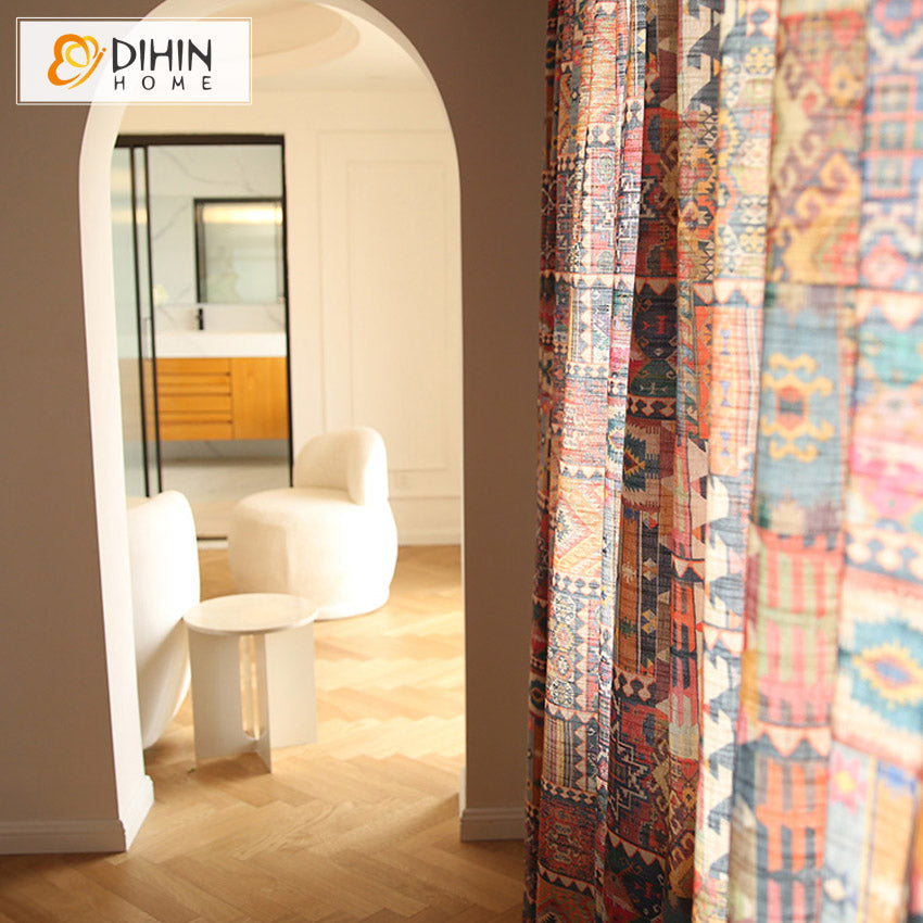 DIHIN HOME Fashion Bohemian Style Printed,Blackout Grommet Window Curtain for Living Room ,52x63-inch,1 Panel Roman Shades Curtains Window Blinds custom curtains blackout curtains curtains for living room sheer curtains curtain fabric linen curtains kitchen curtains velvet curtains pinch pleat curtains bay window curtains outdoor curtains pleated curtains floral curtains dining room curtains kitchen valances drapes for bedroom patio curtains nursery curtains grommet curtains