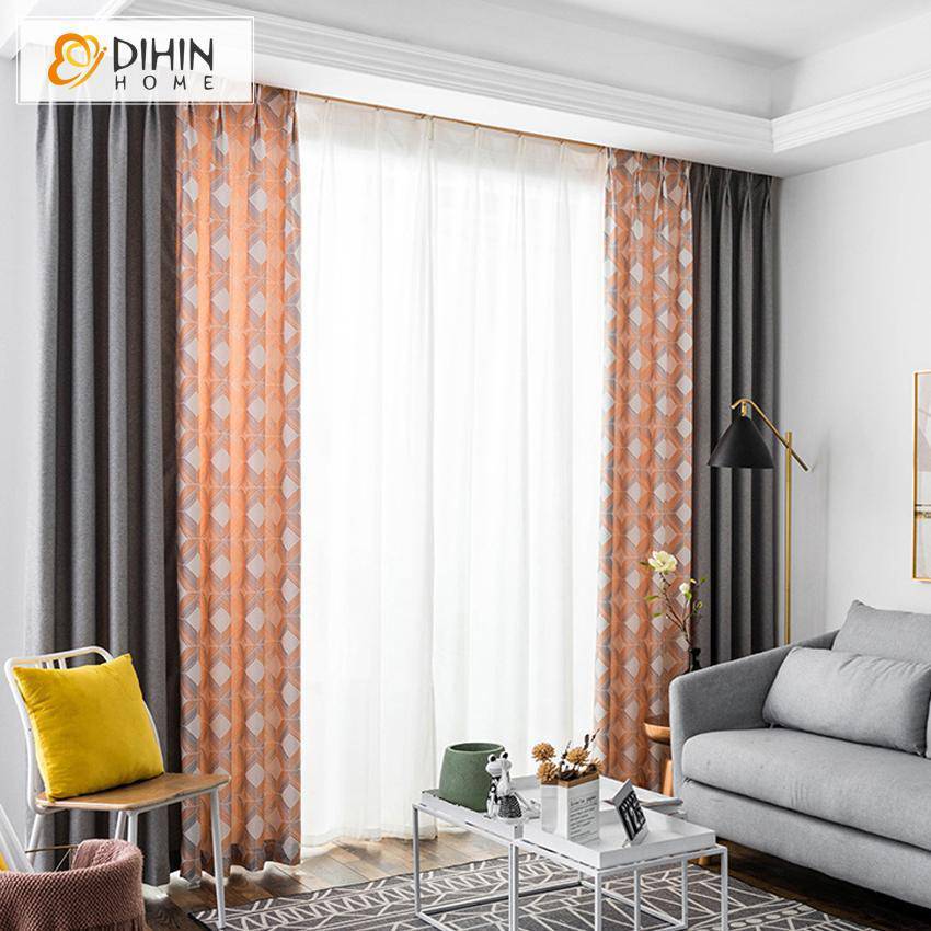 DIHIN HOME Fashion Geometric Printed Spliced Curtains，Blackout Grommet Window Curtain for Living Room ,52x63-inch,1 Panel Roman Shades Curtains Window Blinds custom curtains blackout curtains curtains for living room sheer curtains curtain fabric linen curtains kitchen curtains velvet curtains pinch pleat curtains bay window curtains outdoor curtains pleated curtains floral curtains dining room curtains kitchen valances drapes for bedroom patio curtains nursery curtains grommet curtains