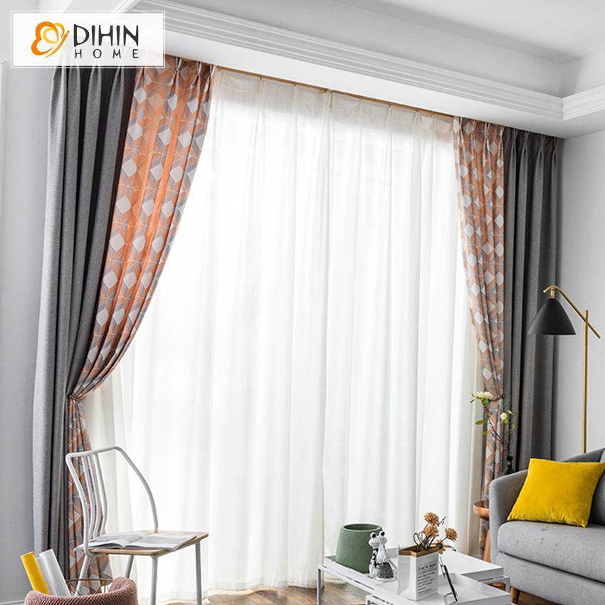 DIHIN HOME Fashion Geometric Printed Spliced Curtains，Blackout Grommet Window Curtain for Living Room ,52x63-inch,1 Panel Roman Shades Curtains Window Blinds custom curtains blackout curtains curtains for living room sheer curtains curtain fabric linen curtains kitchen curtains velvet curtains pinch pleat curtains bay window curtains outdoor curtains pleated curtains floral curtains dining room curtains kitchen valances drapes for bedroom patio curtains nursery curtains grommet curtains